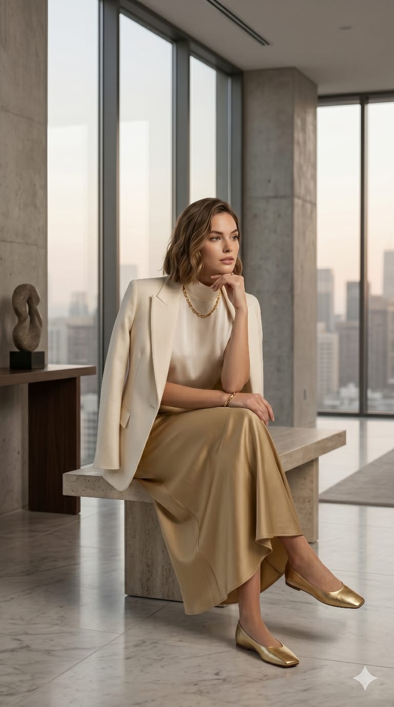 Luxe Satin Flow long Skirt