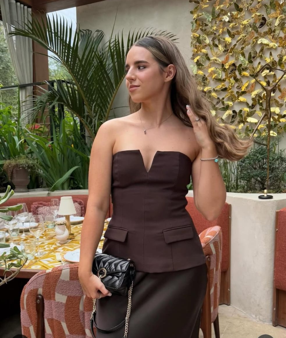Cocoa Chic Strapless Peplum Top