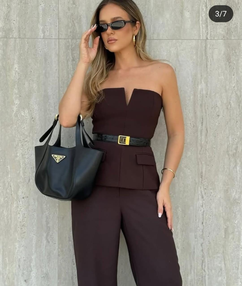 Cocoa Chic Strapless Peplum Top