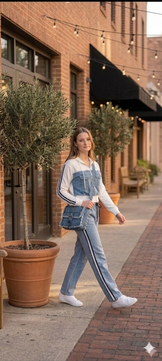 Denim Hooded Track set