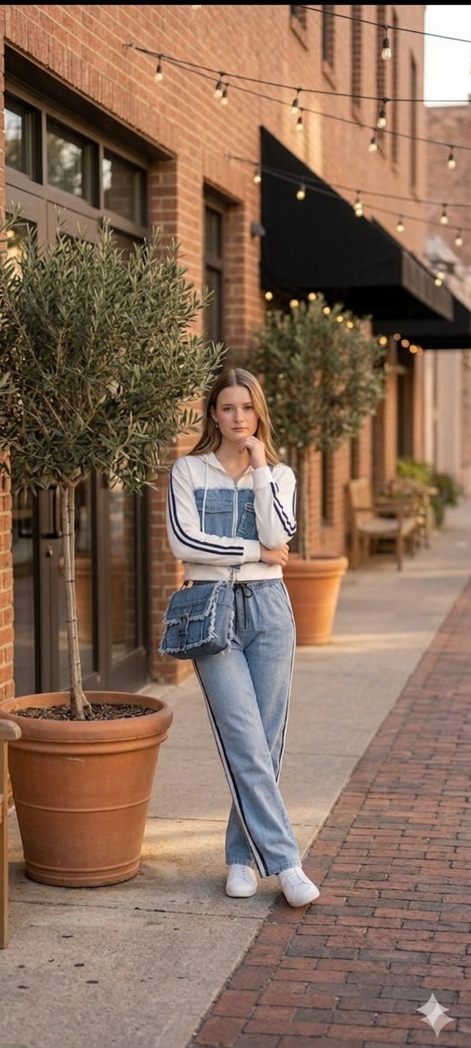Denim Hooded Track set