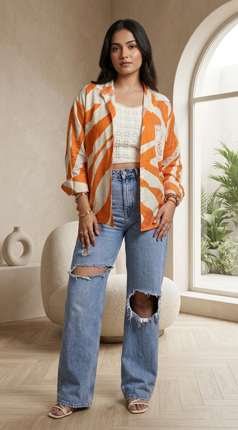 Embroidered shirt with Croche Top