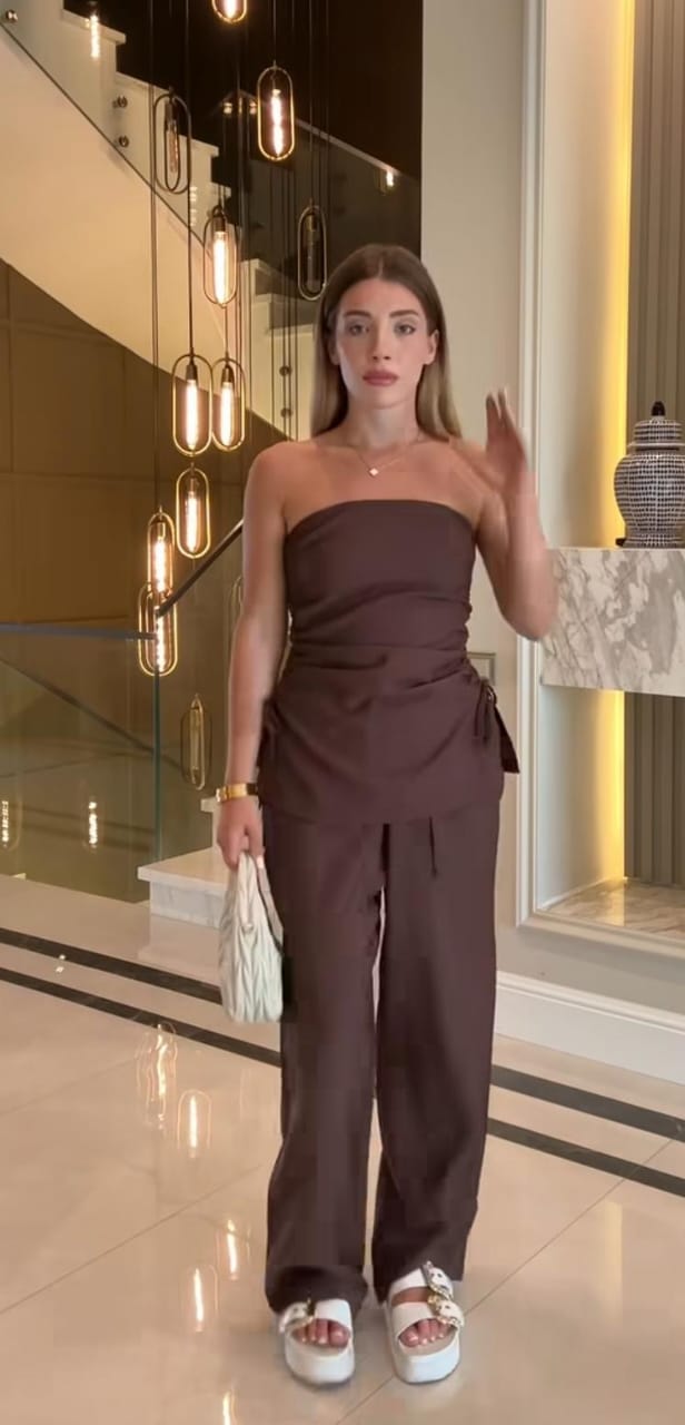 The Espresso Ruched Strapless Set