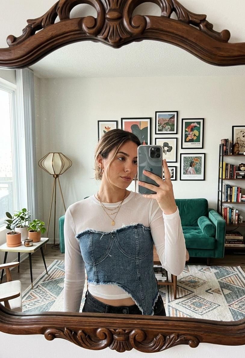 Sheer Denim Top