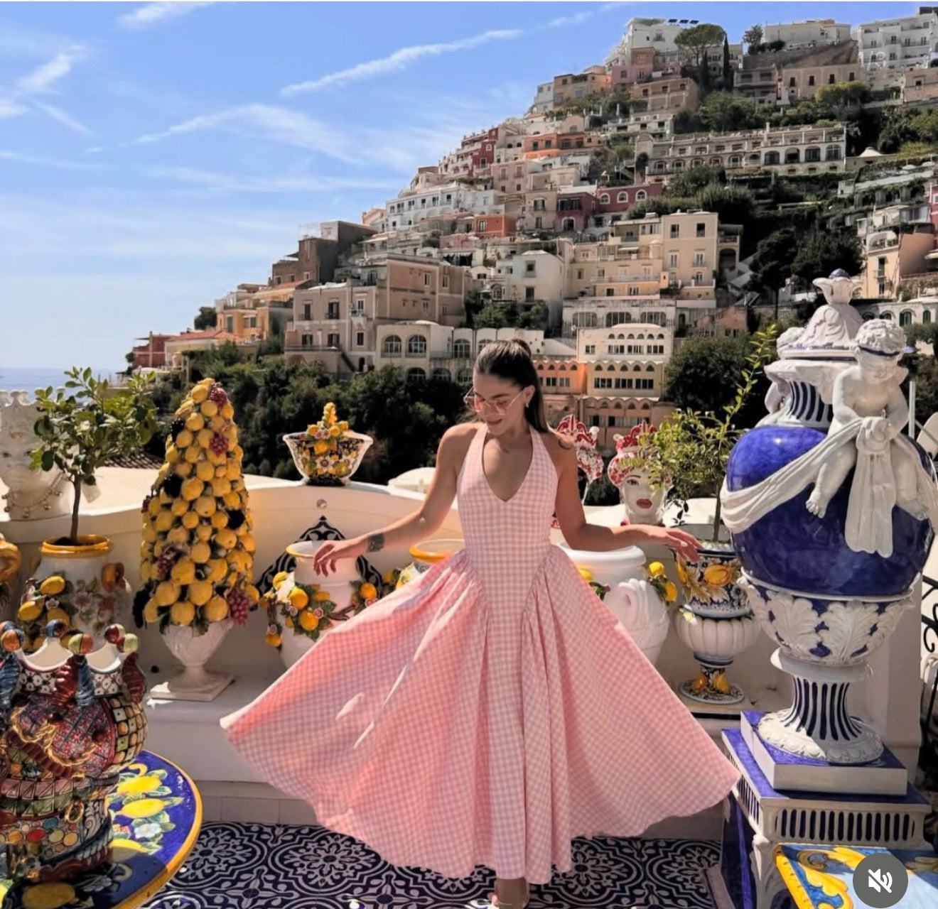 Check Halter Maxi Dress