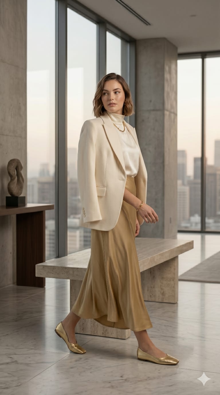 Luxe Satin Flow long Skirt