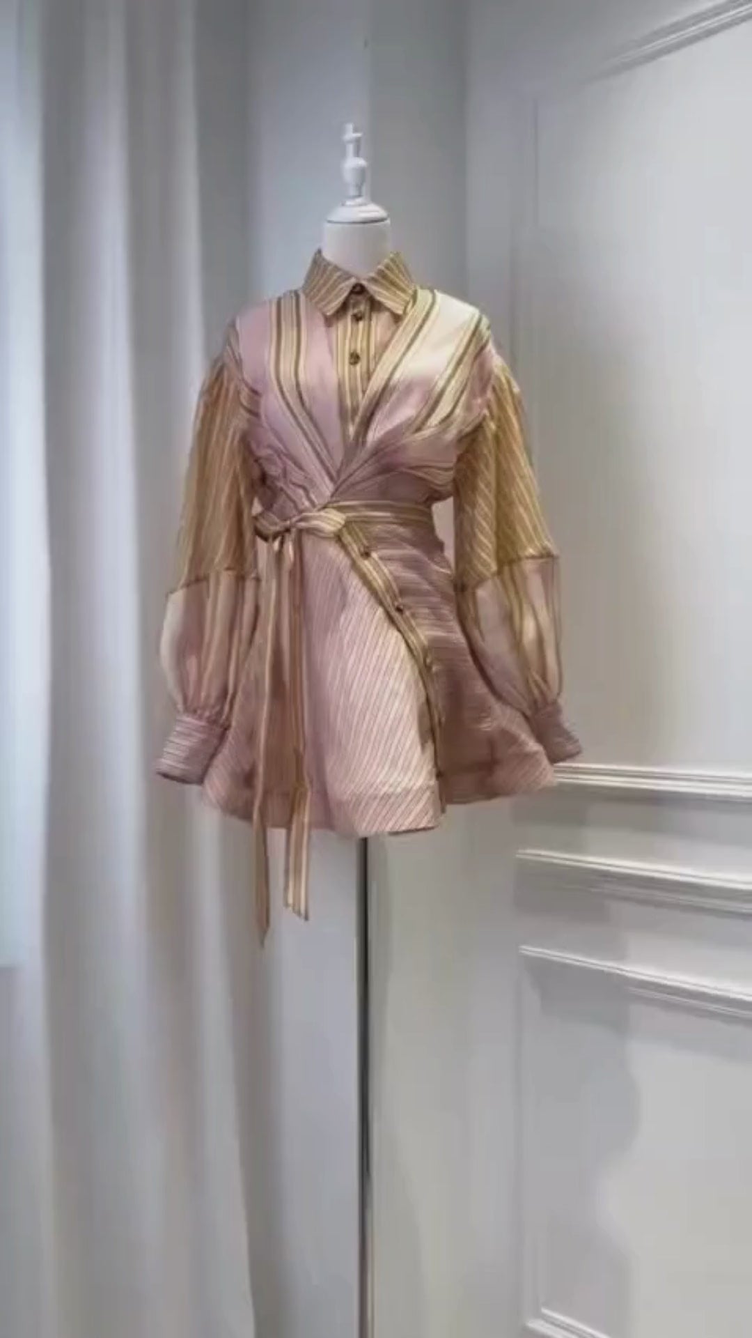 Blush Stripe Wrap Shirt Dress