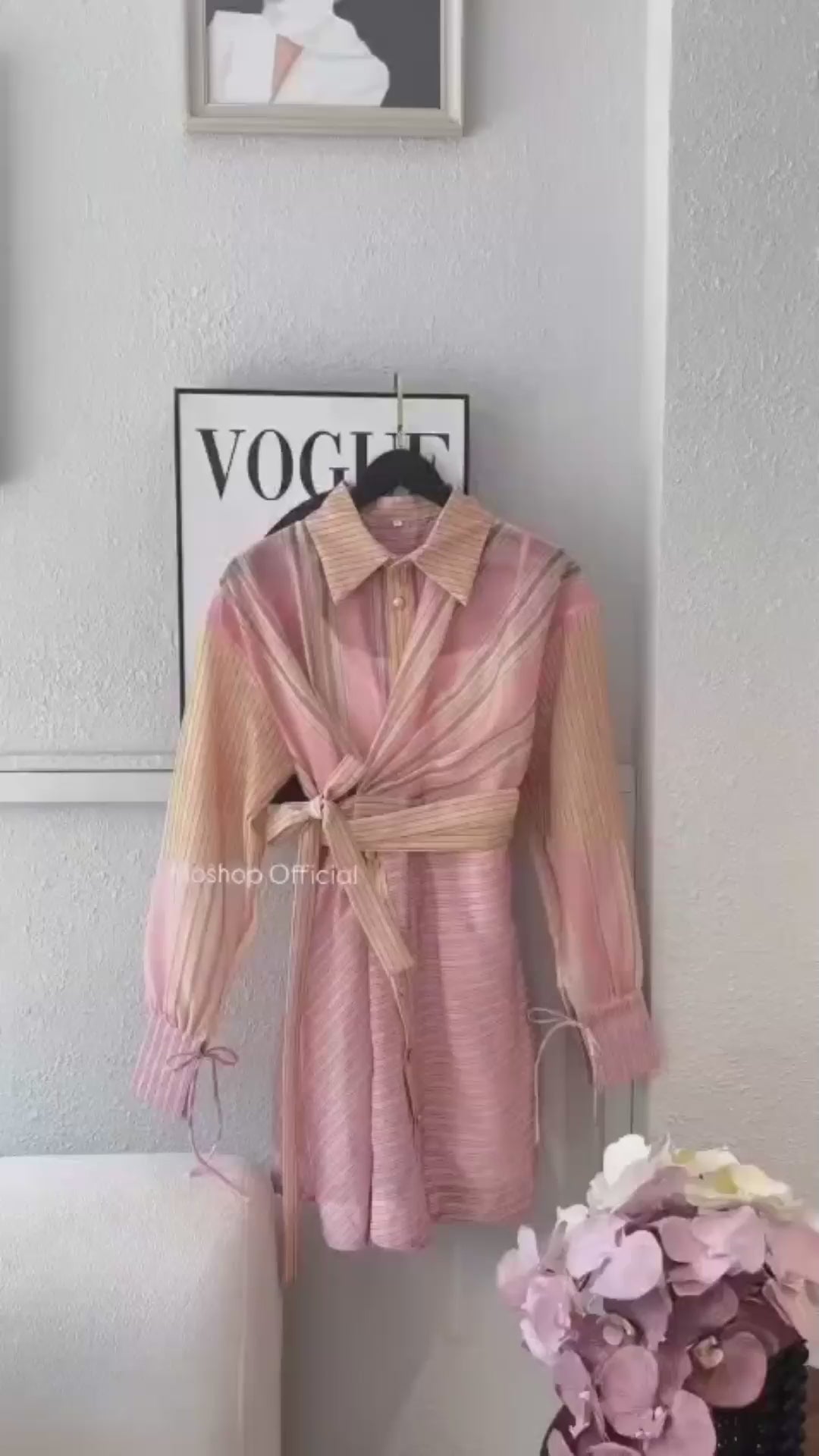Blush Stripe Wrap Shirt Dress